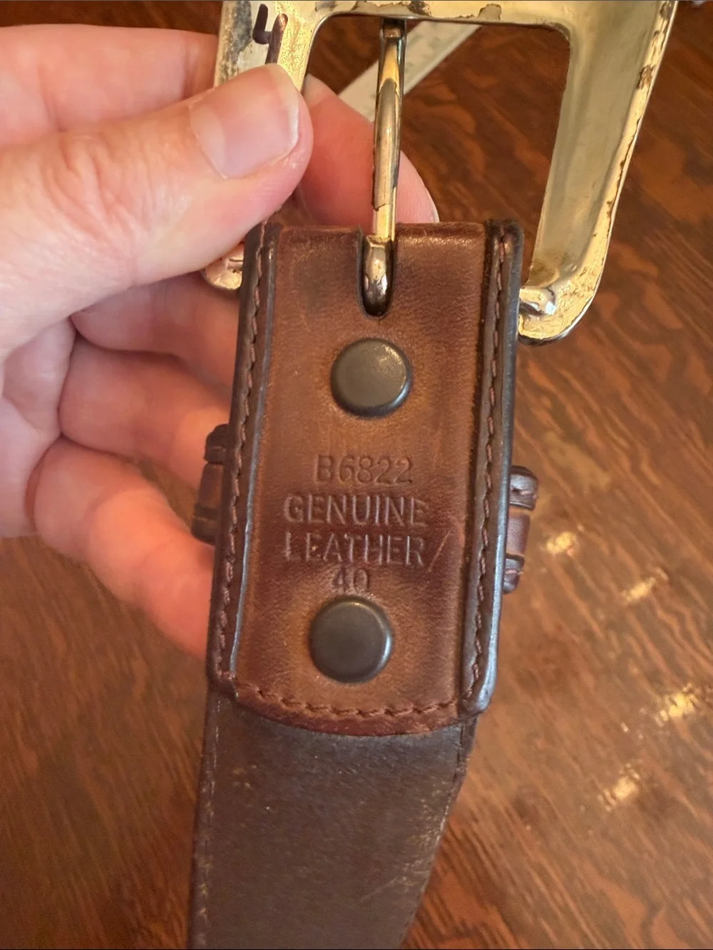 Badger Brown Leather Men's Belt with Multicolor Embroidery size 40